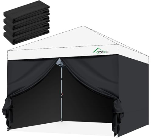 Pavillon Seitenteile 3x3m 4er Set Wasserdicht - Pavillon Seitenwände mit UV-Schutz 99% - Ersatzwände für Gartenpavillon & Partyzelt, schwarz (Nur Seitenwände)
