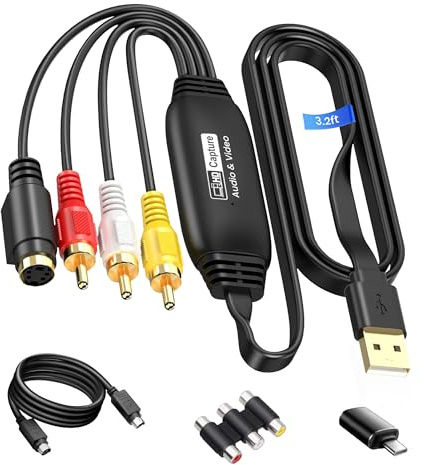 avedio links VHS zu Digital Konverter, USB Video Capture | Digitalisiert VHS, VCR und DVD in 1080P und funktioniert mit Windows und Mac inklusive SCART- und AV-Adapter