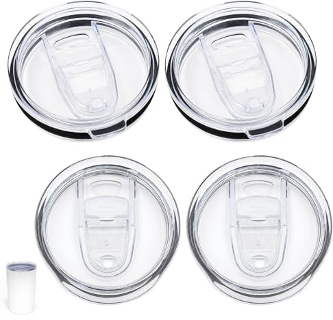 4Pcs travel cups with lids, tumbler replacement lids 20oz spill-proof sliding, sport cup cover for stainless steel tumbler mug cooler cup