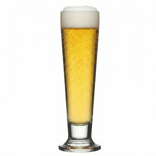 Restaurantware 14 oz Pilsner Glass - Tall-Footed - 2 1/2 x 2 1/2 x 9 1/2 - 6 count box