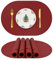 Silikon Platzsets, Oval Tischsets für Esstisch, Platzsets 4er Set, rutschfest Wasserdicht Hitzebeständig Outdoor Tischmatte für Terrassentisch (Weinrot-Oval)