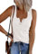 Saodimallsu Damen Tank Tops mit V-Ausschnitt Sommer Gerippte Ärmellose Henley Bluse Beiläufige Lose Geknöpfte Cami Strick T-Shirts Z1 Weiß M