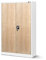 Jan Nowak Aktenschrank C001K Metallschrank Büroschrank Werkzeugschrank 3 Fachböden Stahlblech Flügeltüren Pulverbeschichtung 140 cm x 90 cm x 40 cm (Weiß/Holzoptik)