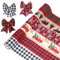 AIEX 6 rollos Cinta Navidad Arbol, 6,35cm x 22 m Cinta de Regalo Navidad Cuadros Rojos Negros Y Blancos Cinta Decorativa de Navidad Cinta de Tela de Navidad para Envolver Corona Boda Lazo