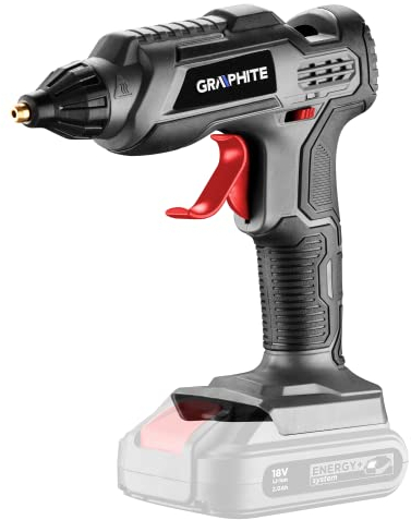 GRAPHITE Akku-Klebepistole 18V, Li-Ion, Klebepatrone 11mm, Temperatur des Heizelements 160°C÷210°C, Aufheizzeit 3min, Leistung 8 g/min, Klebepatronen - 3 St, Kompatibel mit Accumulator Energy+