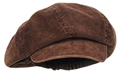 Japanische übergroße Cord-Newsboy-Hüte für Frauen, Vintage-Unisex, Paperboy-Maler-Baskenmütze, Braun, Einheitsgröße