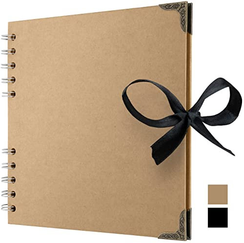 18 x 18 cm Sammelalbum mit 36 braunen Seiten Scrapbook-Album aus dickem Kraftpapier, lösungsmittelfreies Fotoalbum, Spiralalbum, gestalten Sie Ihr eigenes Fotobuch für Kunst- und Bastelprojekte
