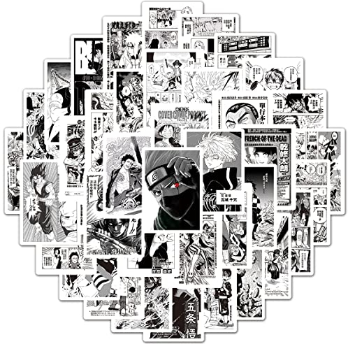 Schwarz und Weiß Aufkleber Anime-Poster Sticker Set 100 Stücke Niedlich Deko für Auto Laptop Skateboard Fahrrad Moped Motorrad Fahrrad Computer,Geeignet für Erwachsene Kinder