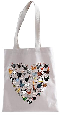 Lustige Huhn-Einkaufstasche, Huhn-Fans, Geschenk, Tragetasche für Hühnerliebhaber, Huhn-Reisetasche, Huhn Heart Tote Ku, large