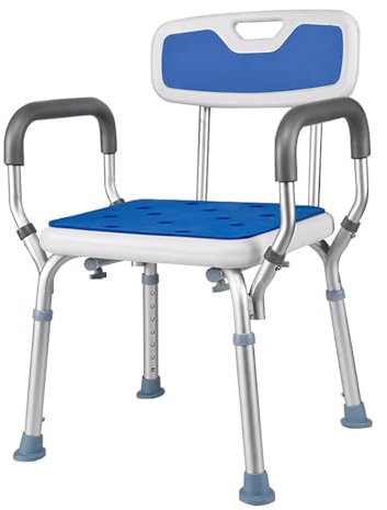 Sedia Da Doccia Con Schienale E Braccioli Estraibili, Sedia Da Doccia Regolabile In Altezza Sedia Da Bagno Antiscivolo Per Disabili E Anziani Carico Massimo 150 Kg A