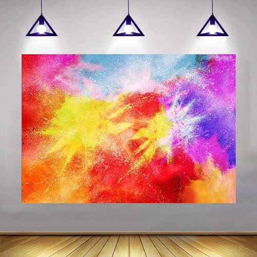 Colorful Paint Splash Backdrop Abstract Graffiti Style Hip Hop 80s 90s Art Party Painting Photography Background Banner 210cmx150cm