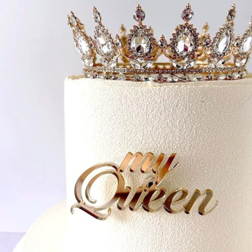 My Queen Cake Topper Acryl Gold Tortendeko Frauen Mädchen Geburtstag Königin Cake Topper Valentinstag Muttertag Tortendeko