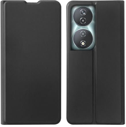 SDTEK pour Honor 90 Smart Coque Protection Cuir Complète Étui Rabat Fente Carte, Fermeture Magnétique, Support Protection de Caméra (Noir)