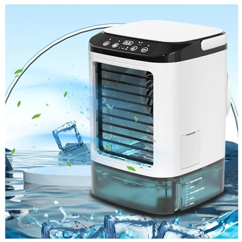 900 ml Climatiseur Mobile Sans Évacuation, Réservoir D'eau 900ml,Avec Glacière Climatiseur Portable Mini 3 Vitesses de Vent et 7 Lumières LED Climitaseur Mobile Pour La Maison Le Travail Le Bureau