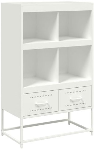 vidaXL Highboard, Kommode mit Stauraum, Beistellschrank für Wohnzimmer Schlafzimmer Büro, Anrichte Mehrzweckschrank Sideboard, Weiß Stahl
