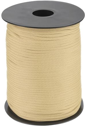 Sourcing Map Corda in polipropilene da 3 mm, 100 m, in nylon intrecciato, cachi, filo per stendibiancheria, campeggio, escursionismo, attività all'aperto, artigianato