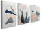 Abstract Framed Boho Wall Decor - 3 Pieces Green and Grey Plant Canvas Wall Art Nature Floral Pictures Artwork Decoration for Bedroon Bathroom Living Room Kitchen 12x16inch Ready to Hang, YH1801