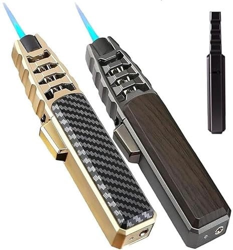WANFANK Fire Blaze Lighter Bright Fire Lighter, Windproof Straight Torch Blue Flame Lighter Big Jet Butane Torch Lighters,FireBlaze Lighter,BrightFire Lighter Fireblaze Electric Lighter,(2pc)