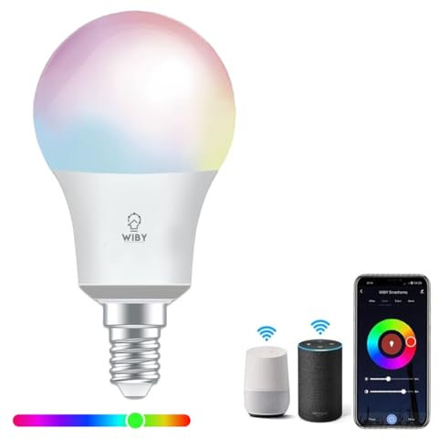 Wiby Lampadine Alexa Inteligente WiFi,Dimmerabile Lampadina Smart LED 8W,A60,Compatibile con Alexa e APP,Lampadine RGBWW Dimmerabile Multicolore, 2700k-6500k,806LM,1 Pezzi