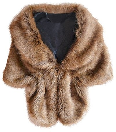Faux Fur Shawl for Women Soft Scarves Winter Shawls Wraps Warm Elegant Bridal Wedding Faux Fur Shawl Stole Wrap Scarf Christmas Xmas Gifts Stocking Fillers B-64