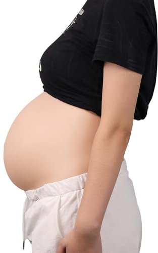 Vnmcry Réaliste Silicone Faux Ventre de Grossesse Fausse Artificiel Grossesse Abdominale Vêtements de Maternité pour Cinéma Film Prop Cosplay (Peau Claire, 5 à 7 Mois, Taille L) Environ 3,3kg