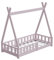 HAGO24 | Kinderbett | 140x70cm Rosa | Tipi Bettgestell | Holzhaus | Zeltoptik | Rausfallschutz | Lattenrost | Kiefernholz | Montessori | Spielbett | Natur | dekorierbar