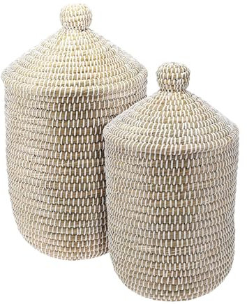 Well Home Set mit 2 Wäschekörben mit Deckel, Ø 27 cm, Ø 33,5 cm