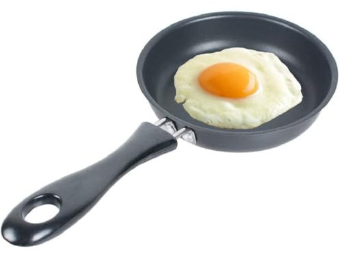 LANYOTA Small Pan, Egg Frying Pan Non Stick 12CM 14CM, Mini Omelette Pans with Heat-Resistant Handle, Electric & Gas Hob, Carbon Steel, Black (12CM)