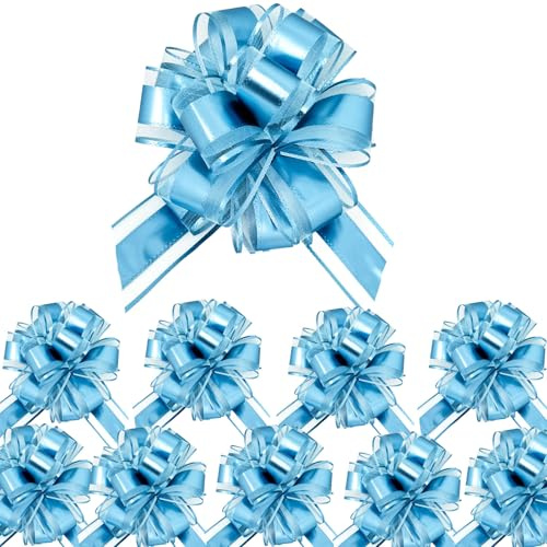 Vsosfiza Kleine Zugbänder, 10 Stück 10 cm Petrol Geschenkband-Schleifen zum Basteln, für Körbe, Hochzeit, Geburtstagsfeier, Blumenstrauß-Dekoration