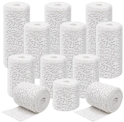 12 Rollos Vendas de Yeso 20cm 15cm 10cm 5cm x 270cm Venda de Escayola para Modelado, Tela de Yesos para Modelar para Yeso Manualidades, Vendaje para Hacer Moldes del Cuerpo Cara