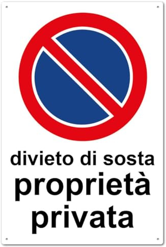 AGRICOM - Cartello Divieto di Sosta Proprietà Privata 20x30 cm | Polipropilene 0,5 mm Made in Italy | Fori per viti e fascette + Biadesivo | Impermeabile, Anti-UV | Per Esterni e Interni