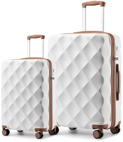 British Traveller 2-teiliges Kofferset Hartschalen Reisekoffer TSA Schloss | 2-teiliges Hartschalenkoffer Set mit 34L und 91L Volumen, TSA Schloss, 360° Rollen für Paare, Urlaub und flexible Reisen