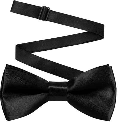 URAQT Satäng fluga för barn, 10 x 5 cm förknuten fluga för barn, formella flugor med förspänt spänne, justerbara flugor för uniform, bröllopsfester (svart-1 st)