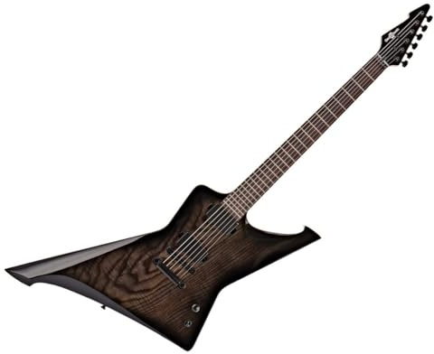 Harlem Z Electric Guitar by Gear4music, Black | Modern metal design with high-output pickups, comfortable modern C-shape neck, unique burl top