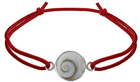 LES POULETTES BIJOUX - Bracelet Lien Elastique Oeil de Sainte Lucie Rond Argent 925 - Rouge