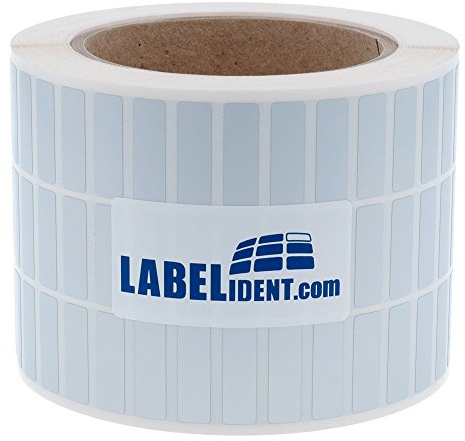 Thermotransfer Etiketten silber - 25 x 8 mm - 10.000 Polyester PET Etiketten für Typenschilder, 76 mm Kern, selbstklebend auf Rolle