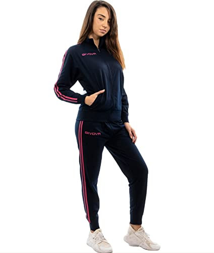 GIVOVA TUTA SCUOLA COTONE TERRY BLU/FUXIA Tg. M