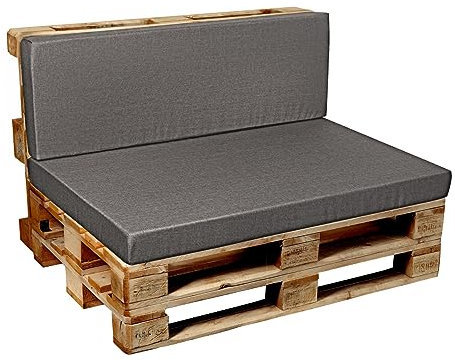 Garden Factory Palettenkissen Palettenauflagen Palettenpolster Sitzkissen, Rückenlehne oder Set, Glatt V2 (Sitzkissen Glatt 120x60, Grau)
