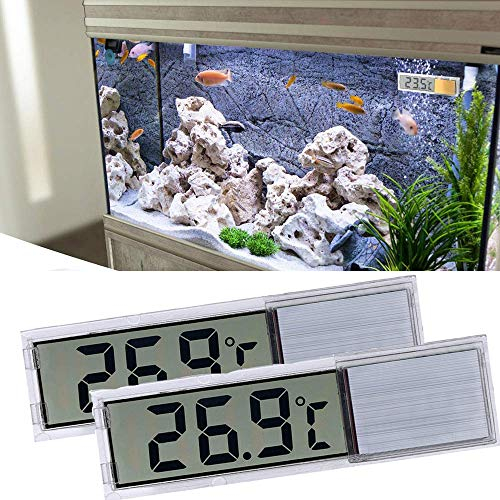 ALLOMN Termometro per Acquario, Confezione da 2 Confezioni Acquario Termometro Digitale Alta Sensibilità, Due Adesivi laterali, Precisione Fino a 0,1 Gradi (Argento)