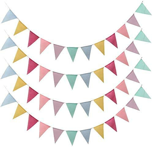 DAHI Wimpelkette 4 Stück Wimpel Banner Wimpel Girlande 48 Stück Dreiecksflaggen für Hochzeit,Party (bunt)