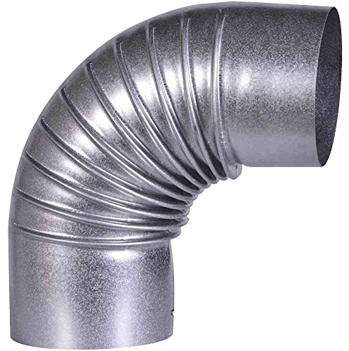 FIREFIX A110/B FAL Bogen 90°, starr, ø 110 mm-Ofenrohre aus Stahlblech, 0,6 mm stark, innenliegend gemufft, Längen lasergeschweißt, Silber