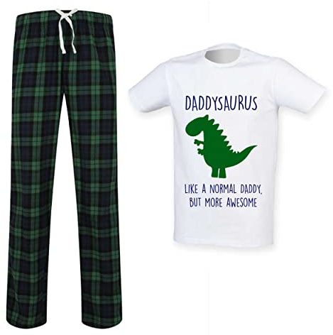 60 Second Makeover Limited Daddysaurus Daddy Dinosaur Tartan Trouser Mens Pyjamas Set Daddy Fathers Day Pyjamas For Men Dad Birthday Gifts Pajamas