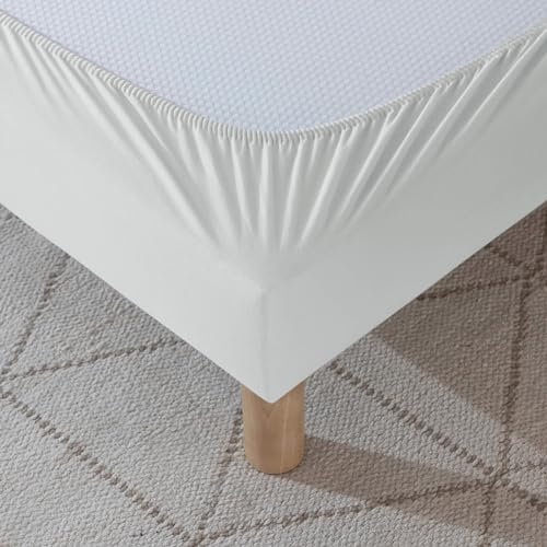 Cache-sommier 160x200 Gris – 100% Coton Jersey Extensible – Doux, Résistant, Facile à Installer – Oeko-TEX – pour sommier de 15 à 30 cm