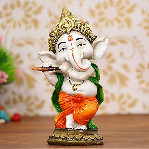 eCraftIndia Handgefertigte Polyresin-Statue mit Ganesha-Idol, dekoratives Schaustück, ideal für Zuhause, Büro, Dekoration und als Geschenk zum Geburtstag, Diwali und Ganesh Chaturthi Festival