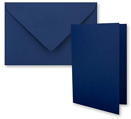 10x DIN B6 Faltkarten Set mit Umschlägen in Dunkelblau (Blau) - 120 x 170 mm - ideal für Einladungskarten, Hochzeit, Taufe, Kommunion, Konfirmation - Marke: FarbenFroh