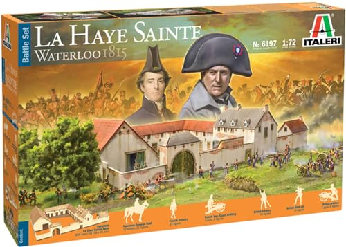 Italeri 6197S 1:72 Battle-Set Waterloo La Haye Sainte, originalgetreue Nachbildung, Modellbau, Basteln, Hobby, Kleben, Plastikbausatz, Zusammenbauen, Mehrfarbig, 0.091666667