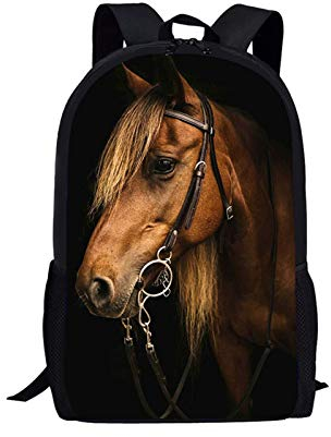 Belidome Kinder-Schulrucksack für Jungen und Mädchen, Schultertasche, Büchertasche, Pferd 2, Einheitsgröße