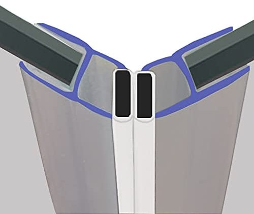 Magnetic Shower Seals | Sold in Pairs | Fits 4, 5 or 6mm Glass | 135° Magnet for Straight or Quadrant Doors | 2 Metres Long | MAG001 (25mm Sample, Clear)