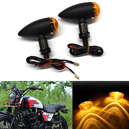 JMTBNO 2x Motorrad Blinker E-Marked Licht Bullet Halogen Vorne Hinten Glühlampe Markierungsleuchten Universal M10 für Cruiser Bobber Chopper Cafe Racer Roller