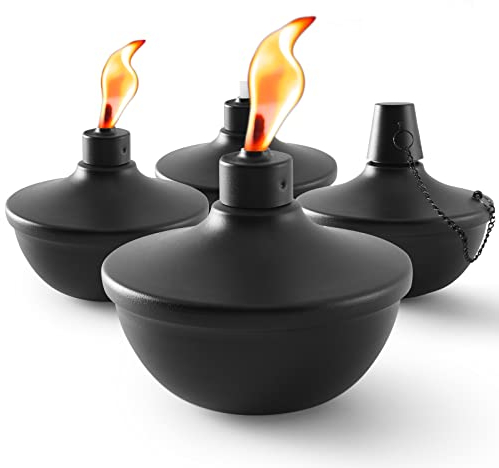 SNOGSWOG 4 linternas de Mesa de Metal, antorchas de citronela para Exteriores con mechas y Cubiertas, Botes de antorcha de Repuesto para Exteriores, jardín, Patio, césped, Fiesta, decoración de